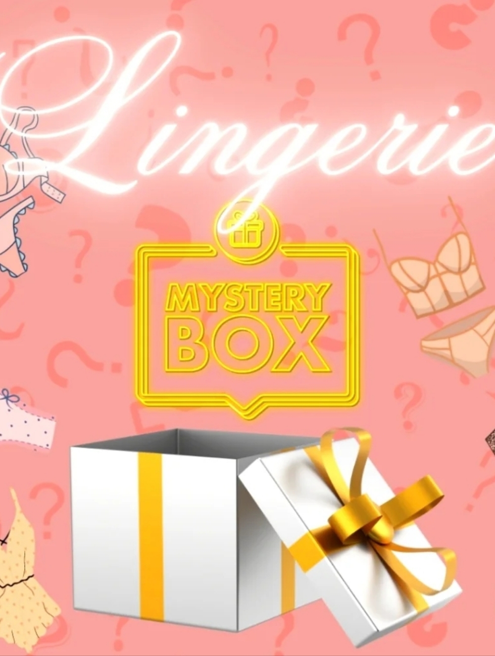 Mystery Lingerie Box - Women's Intimates Surprise (White & Gold)